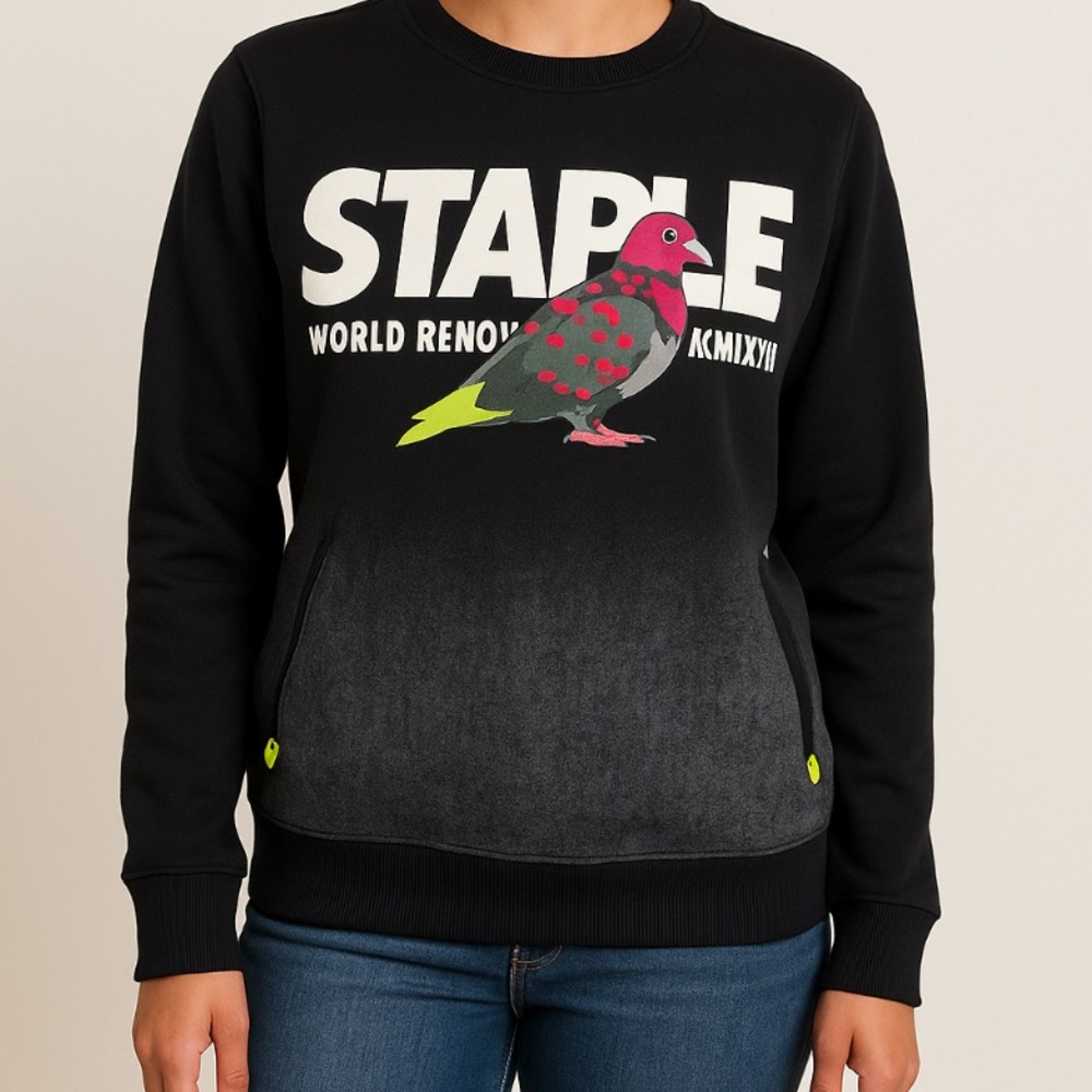 Staple world renown pigeon brand zipper pocket crew neck size small unisex